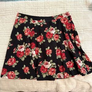 Forever 21 Rose Pattern Skater Skirt